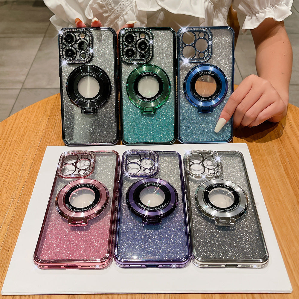 Glitter Tpu Electroplating Magnetic Bracket Phone Case ARZ