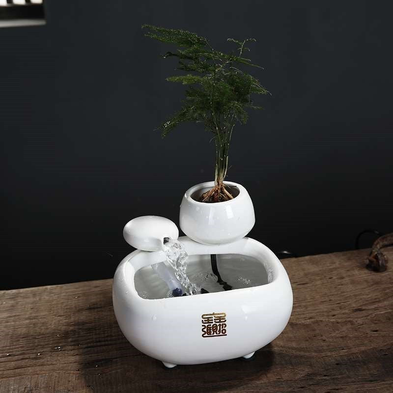 Creative Ceramic Flowing Water Fountain Ornament Atomizing Humidifier ARZ