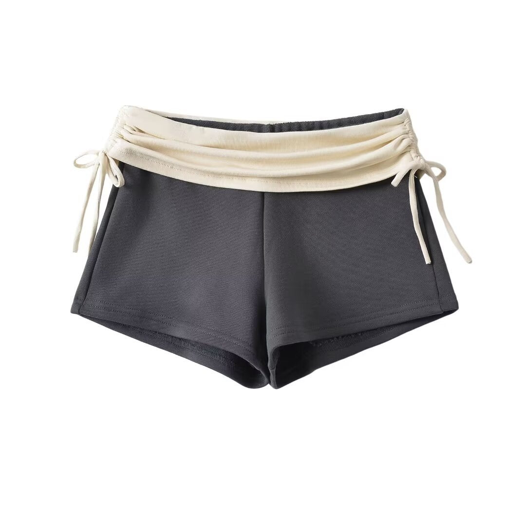 Fashion Stitching Side Drawstring Hot Pants ARZ