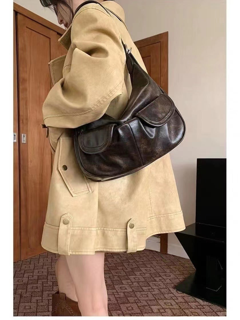 One-shoulder Maillard Distressed Underarm Bag Women ARZ