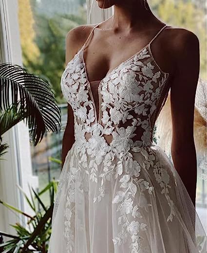 Women's Wedding Dress Lace Strap Backless ARZ