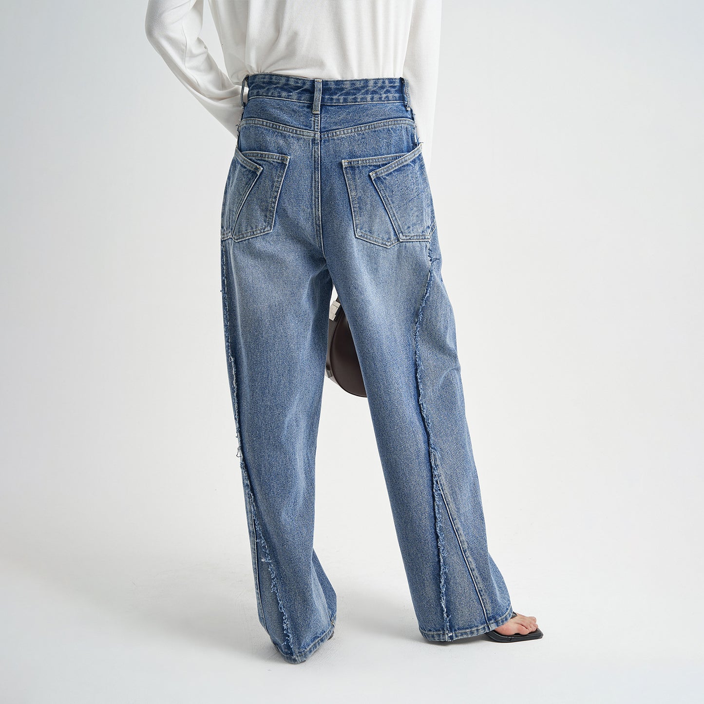 Blue Washed Loose Jeans High-end Women's Trousers High-grade ARZ