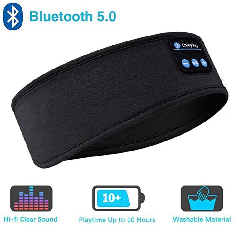 Wireless Bluetooth Sleeping Headphones Headband Thin Soft Elastic Comfortable Music Ear Phones Eye Mask For Side Sleeper Sports ARZ