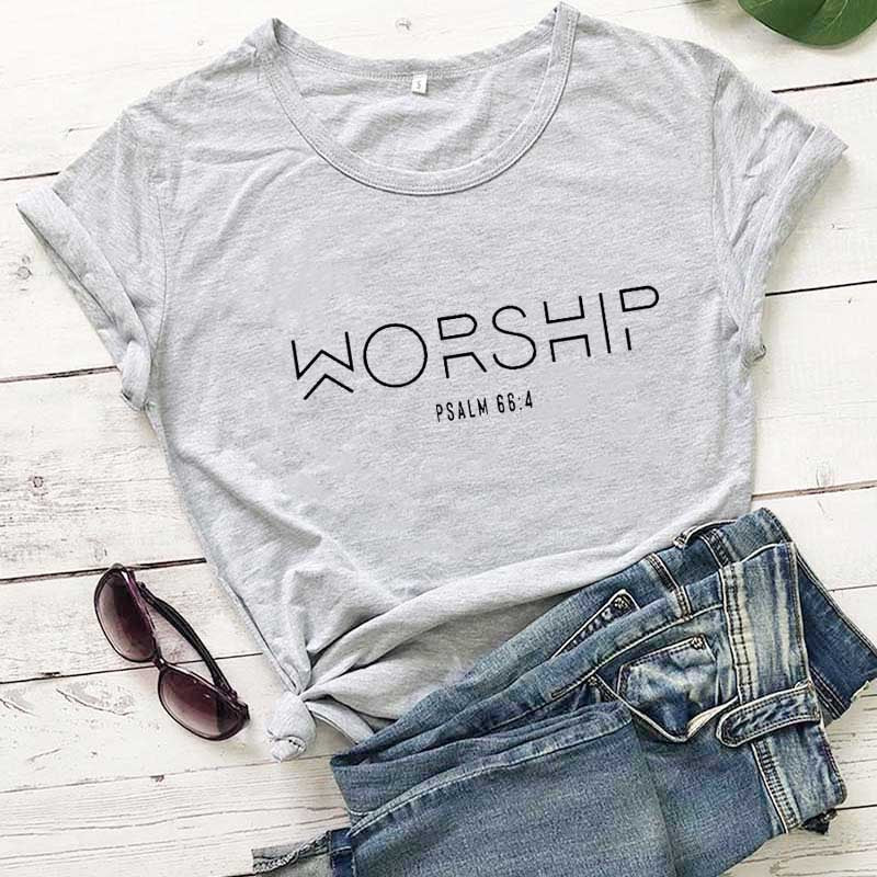 Worship Casual Cotton Christian T-Shirt Faith Shirt Women ARZ