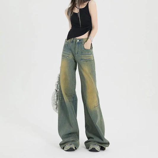 Washed-out Vintage Straight Jeans For Women ARZ