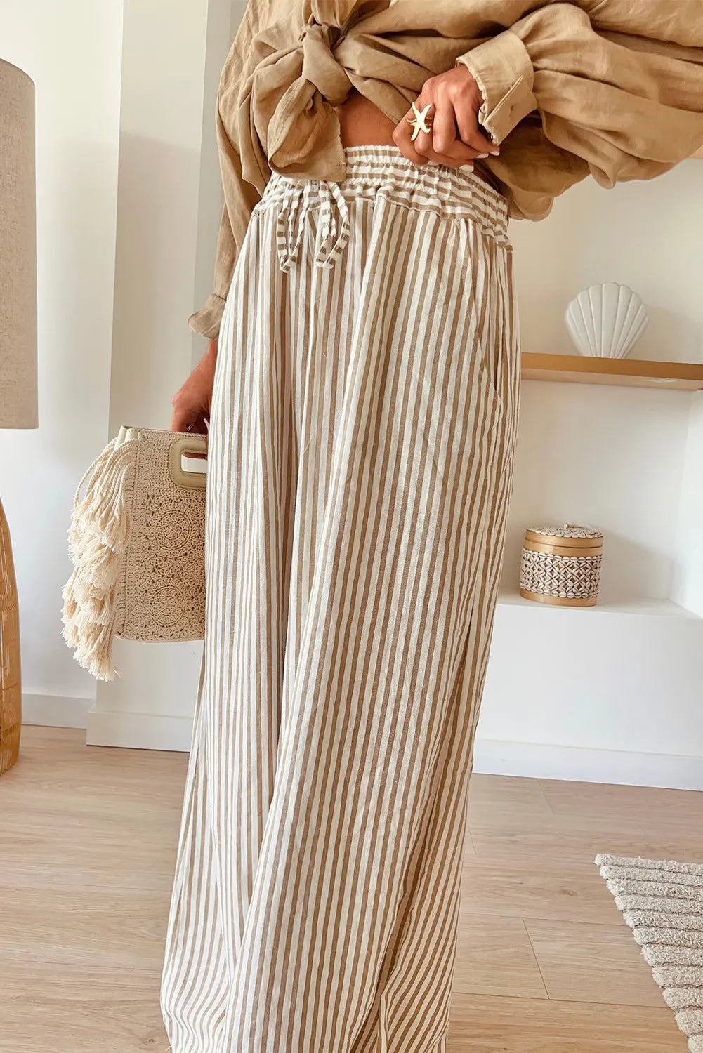 Plus Size Striped Wide Leg Pants Trendsi