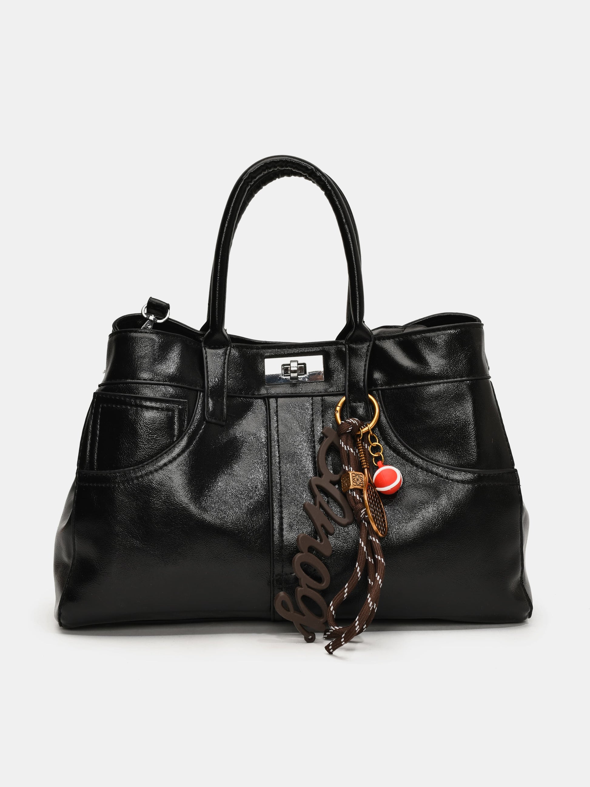 PU Leather Handbag with Pendant Trendsi