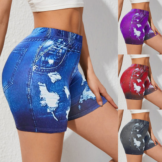 Women's Printed Denim Yoga Sports Hip Lifting ARZ