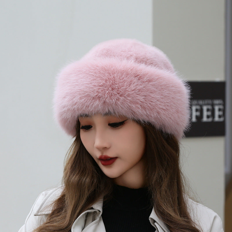 Thick Warm Artificial Fur Fashion Simple Fisherman Hat ARZ