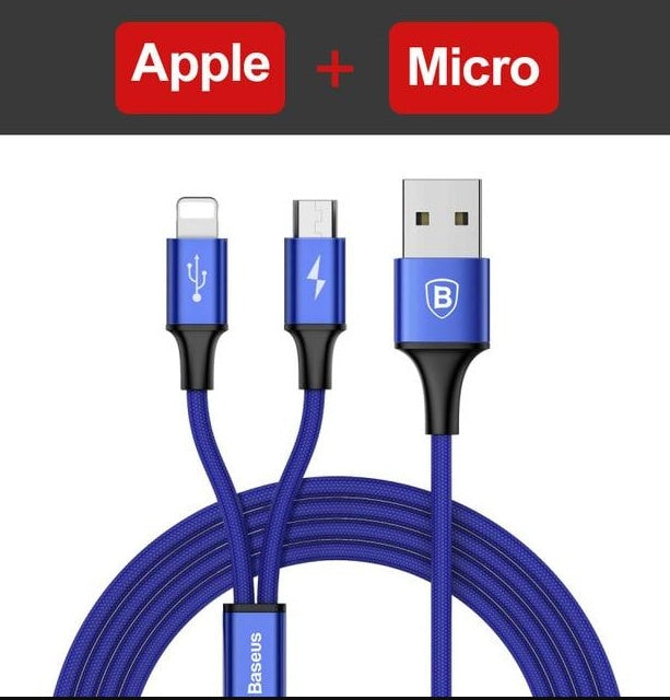 Compatible with Apple, Baseus USB Cable For iPhone X 8 7 6 Charging Charger 3 in 1 Micro USB Cable For Android USB Type c Type-c Mobile Phone Cables ARZ