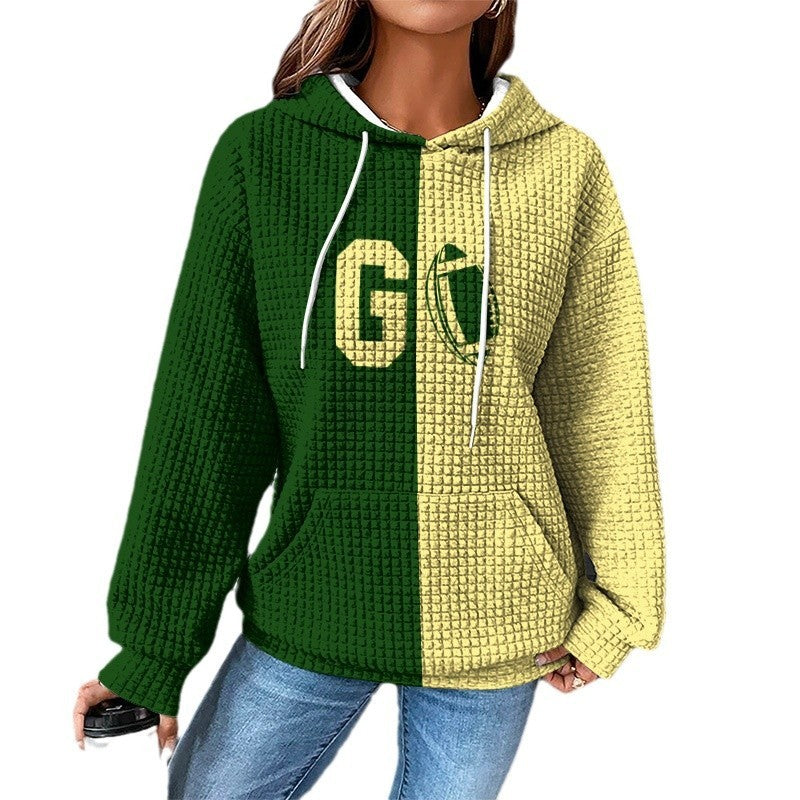 Waffle Sweater Hooded Sweaters Women's Clothing ARZ