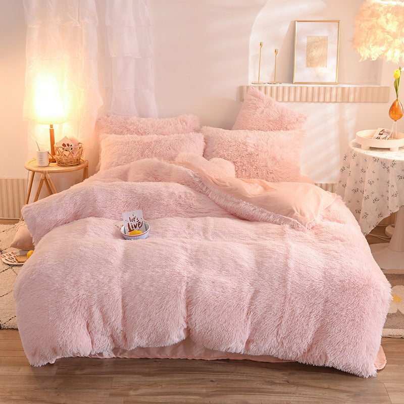 Luxury Thick Fleece Duvet Cover Queen King Winter Warm Bed Quilt Cover Pillowcase Fluffy Plush Shaggy Bedclothes Bedding Set Winter Body Keep Warm ARZ