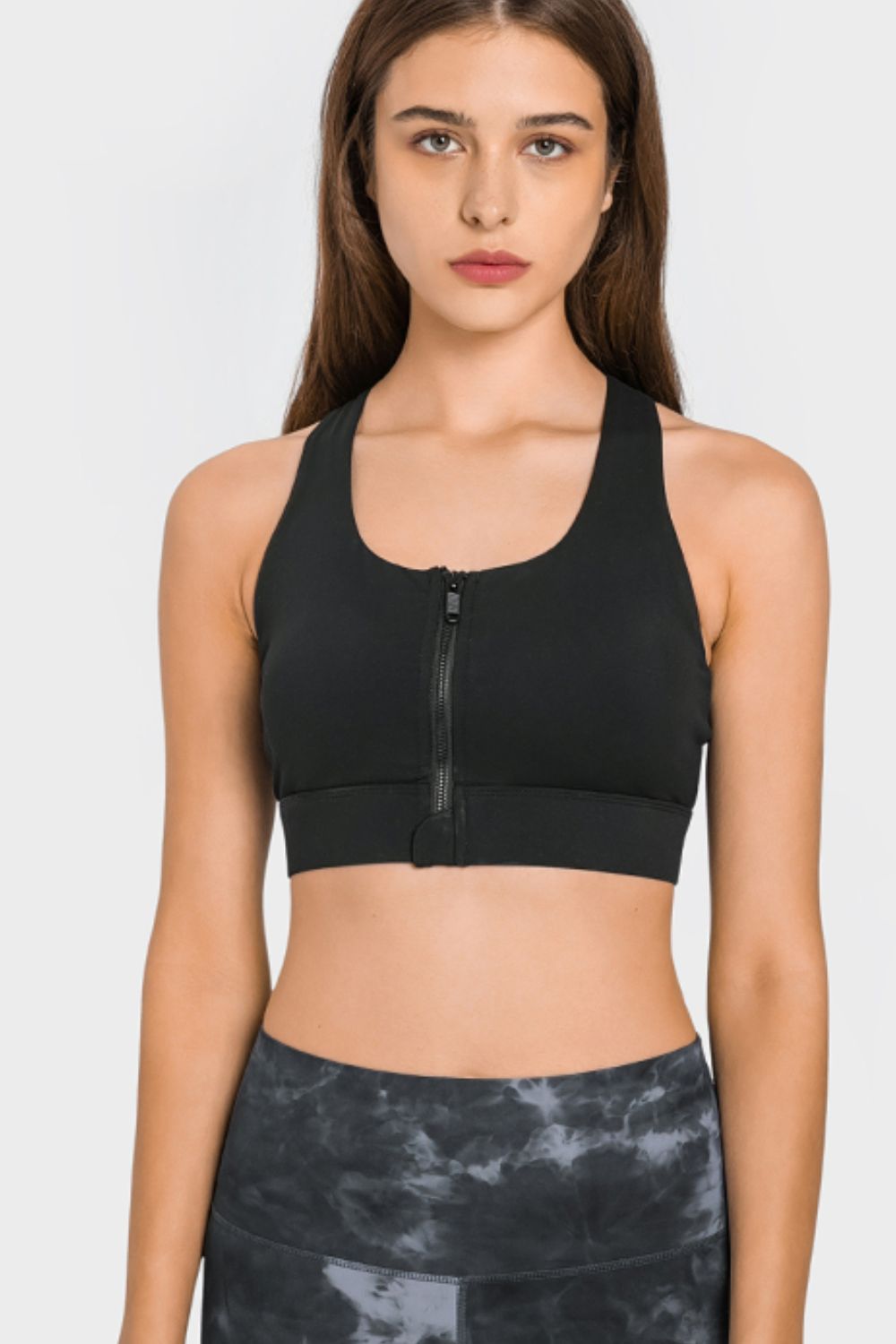 Millennia Zip Up Racerback Sports Bra Trendsi