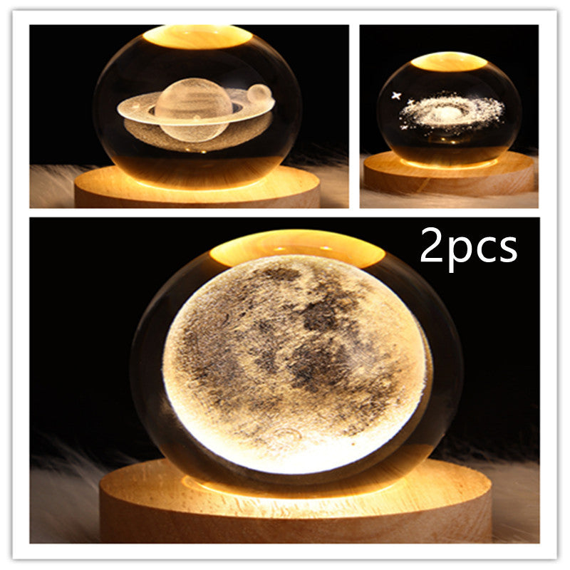 LED Night Light Galaxy Crystal Ball Table Lamp 3D Planet Moon Lamp Bedroom Home Decor For Kids Party Children Birthday Gifts ARZ