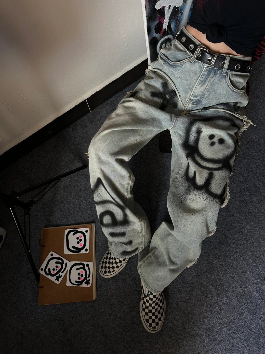 Women's Retro Y2g Graffiti Loose Jeans ARZ