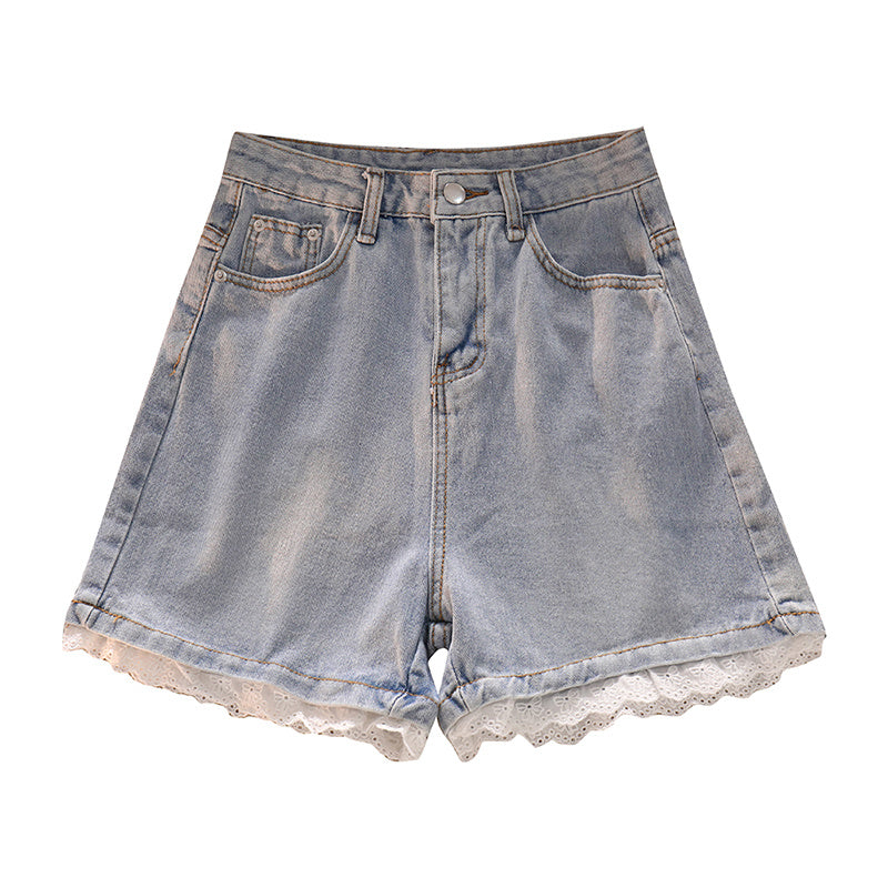 Denim Shorts Women's High-waist Lace Design Hot Pants ARZ