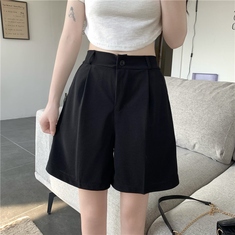 Women's Retro Straight Wide Leg High Waist Shorts ARZ