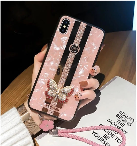 Compatible with Apple, Luxury Diamond Butterfly Mirror iPhone Case ARZ