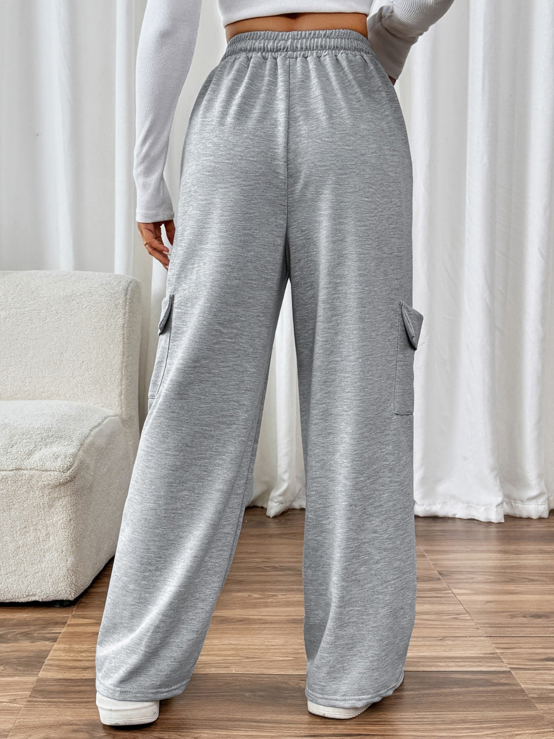 Perfee Drawstring Wide Leg Pants with Pockets Trendsi