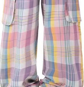 Women's Dopamine Wear Color Plaid Multi-pocket Straight-leg Pants ARZ