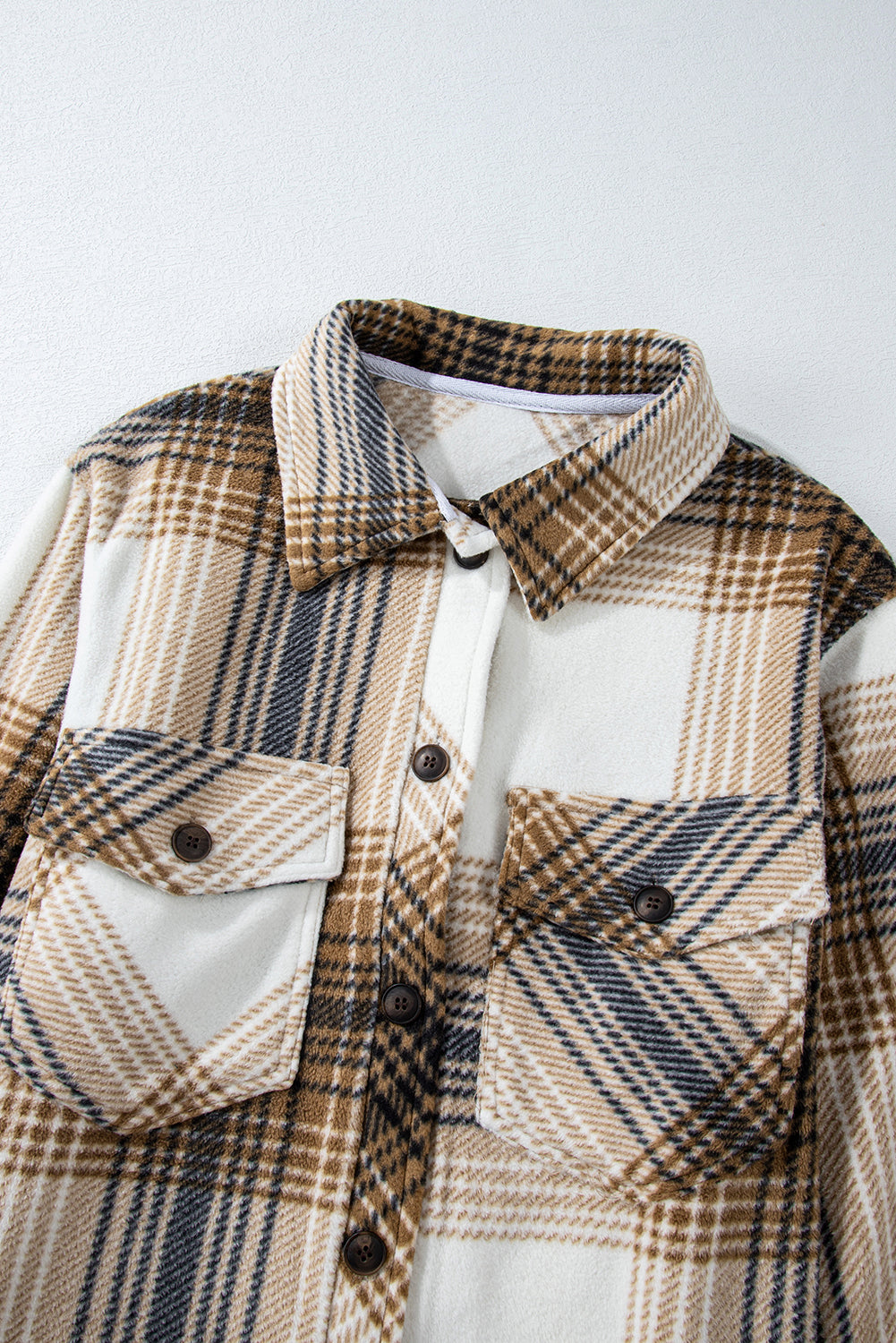 Plaid Button Up Long Sleeve Shacket Trendsi