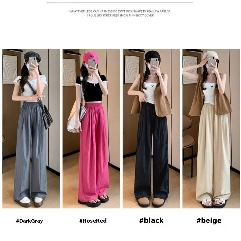 High Waist Drooping Straight Pleated Cotton And Linen Casual Pants ARZ