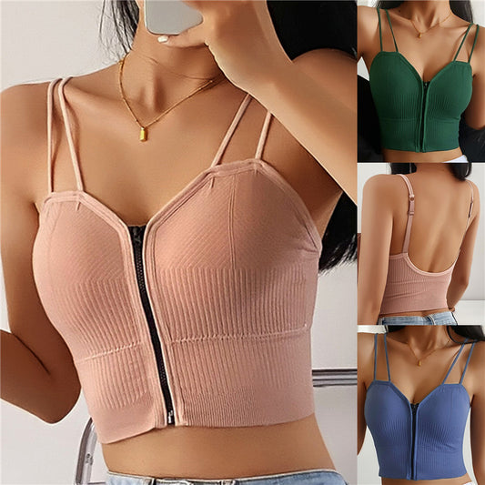 Fashion Zipper With Beautiful Back Suspender Vest ARZ