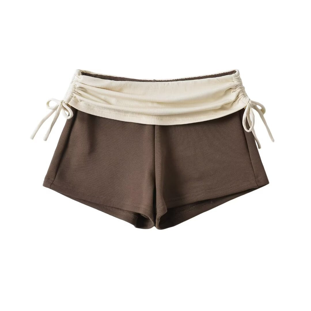 Fashion Stitching Side Drawstring Hot Pants ARZ