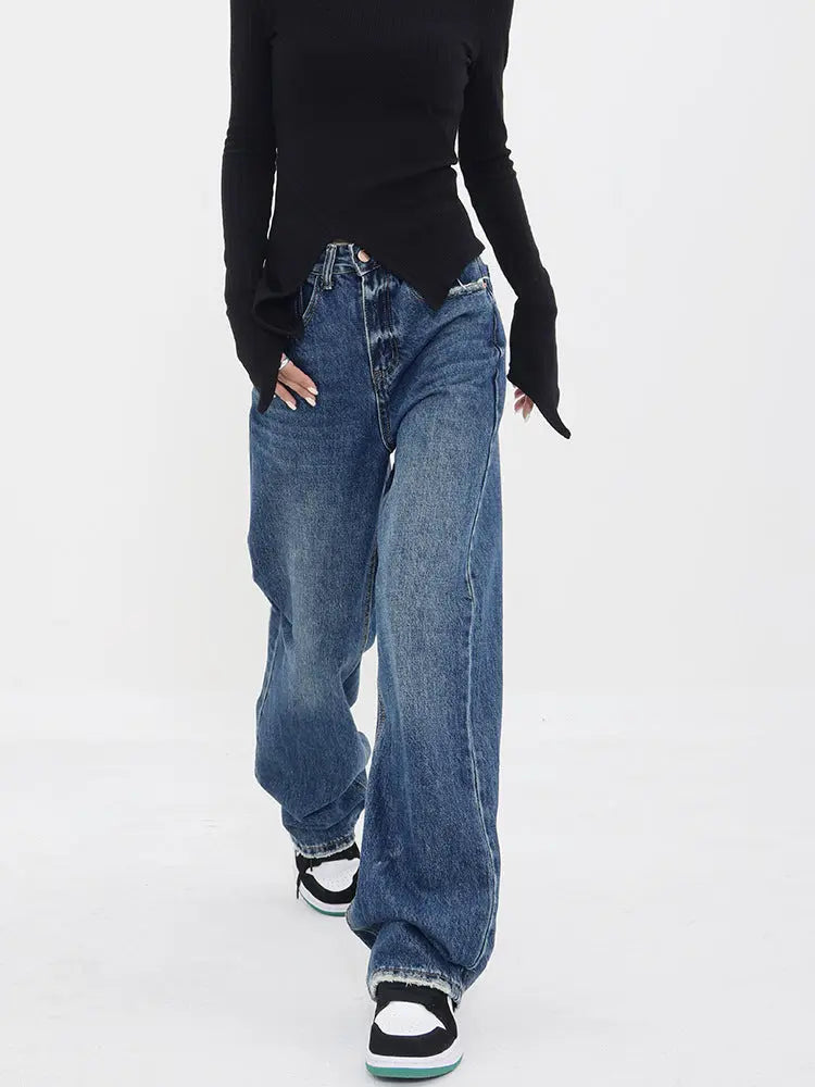 Women's Wide-leg Jeans Loose High Waist Drooping ARZ