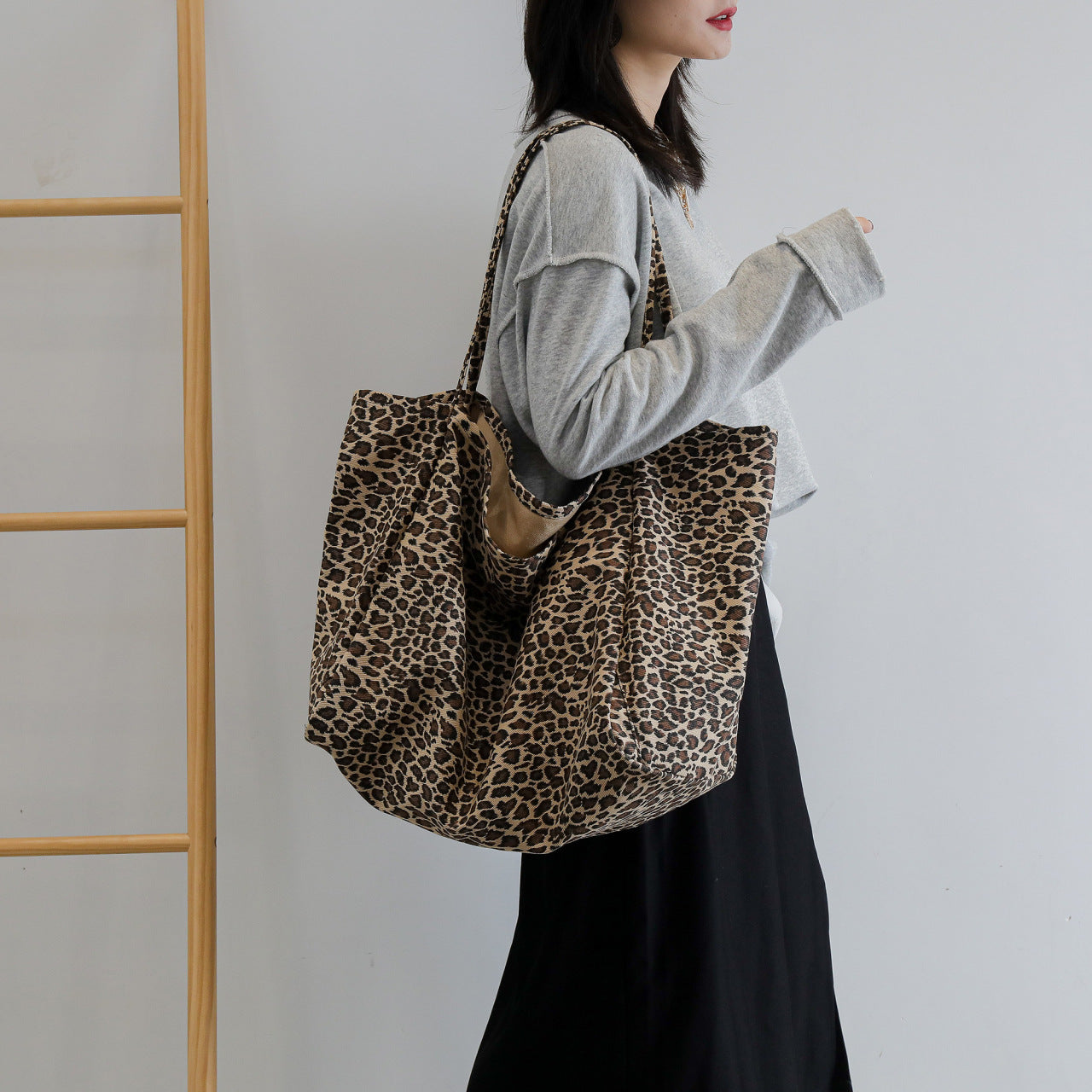 Leopard-print Shoulder Idle Style Leisure Shopping Bag ARZ