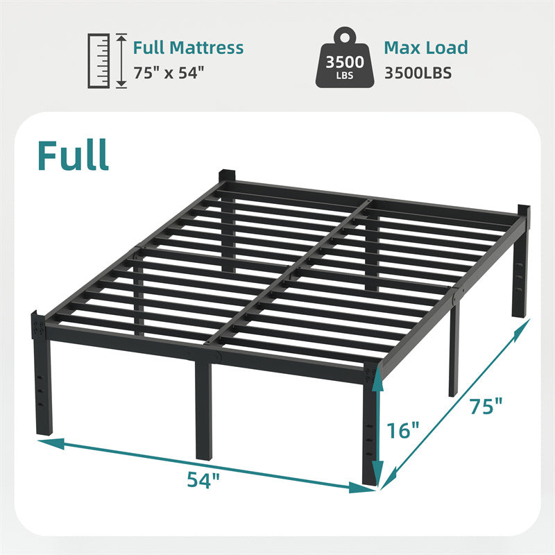 Classic Iron Bed Frame Mattress Under Bed Storage No Box Spring Needed Singe Full Queen King Size Black ARZ