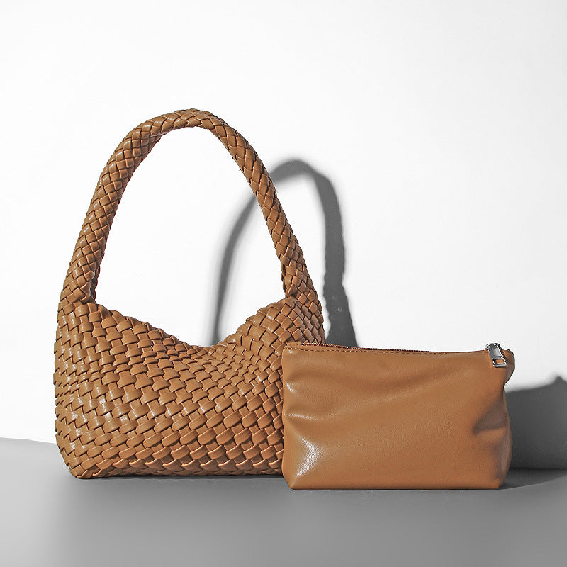 Handmade Shoulder Soft Leather Hand Carrying Woven Bag ARZ