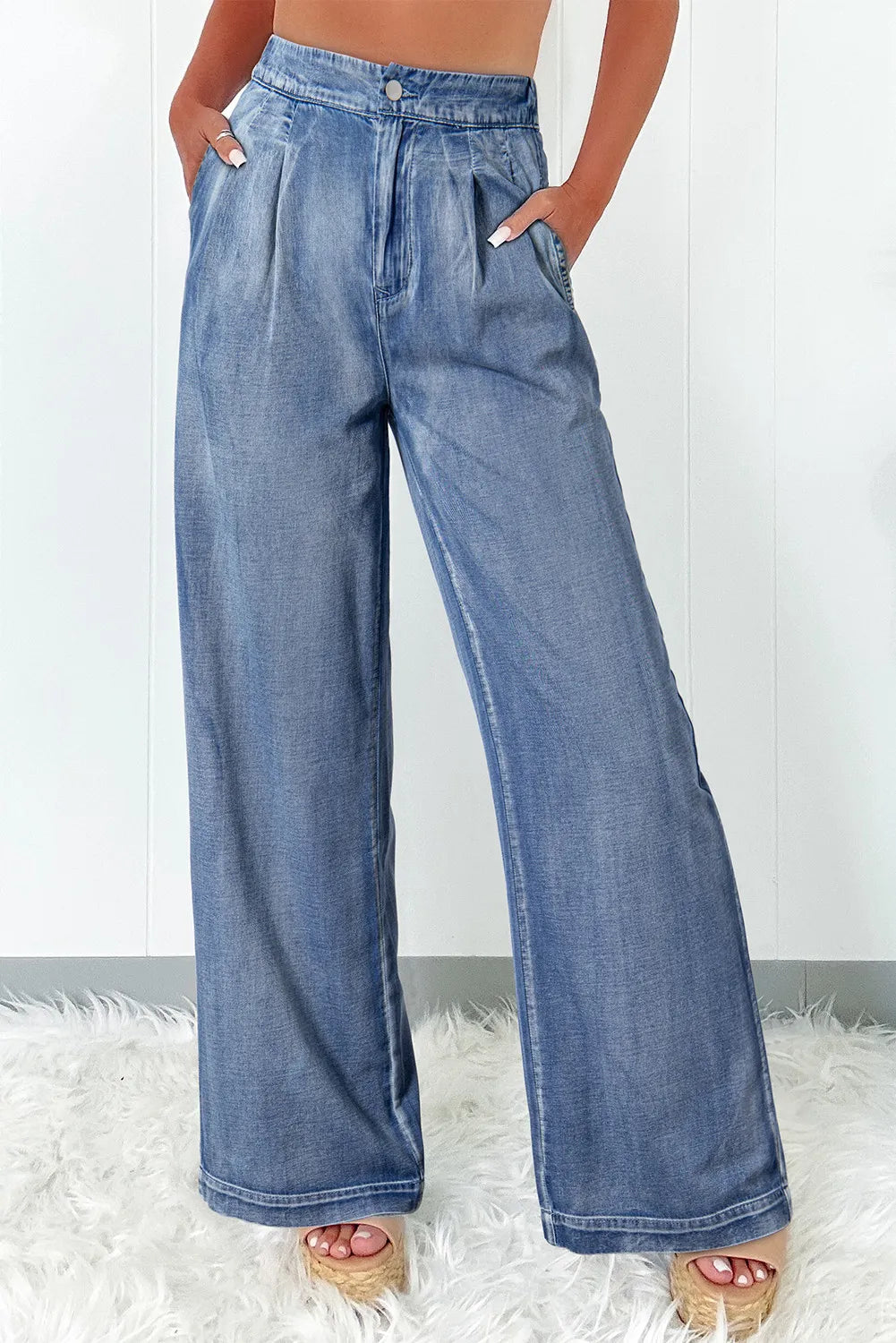 High Waist Wide Leg Jeans Trendsi