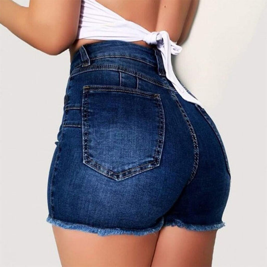 Women's Stretch Slim Fit Ripped Tassel Denim Shorts ARZ