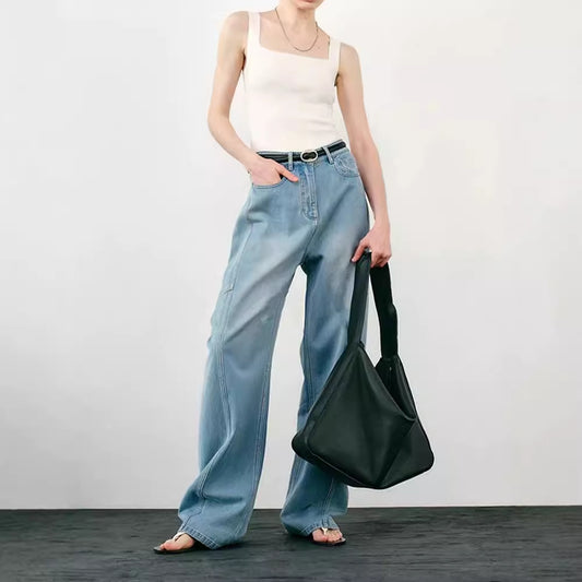 Sickle Wide Leg Thin Jeans Deconstructed Casual Loose Banana Pants ARZ