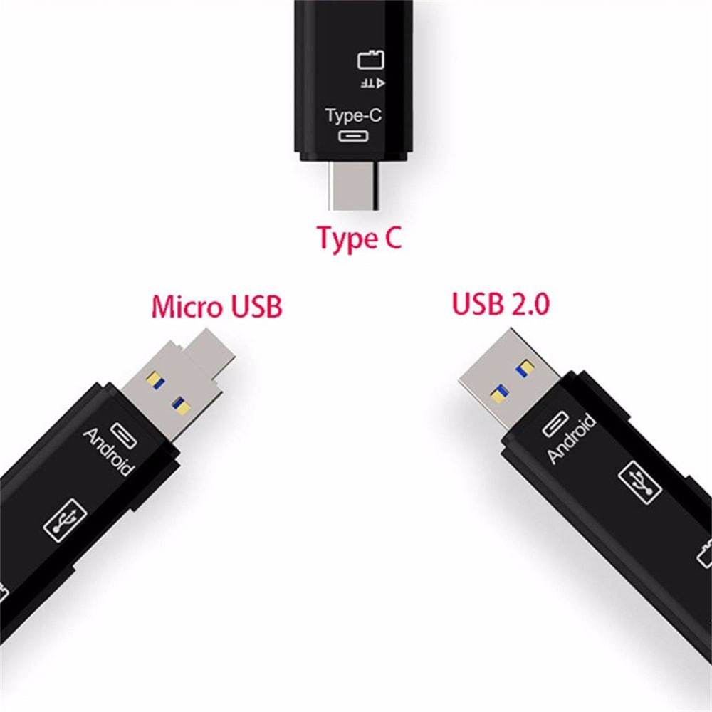 Type-C Micro USB To OTG Hub Adapter With TF Card Reader ARZ