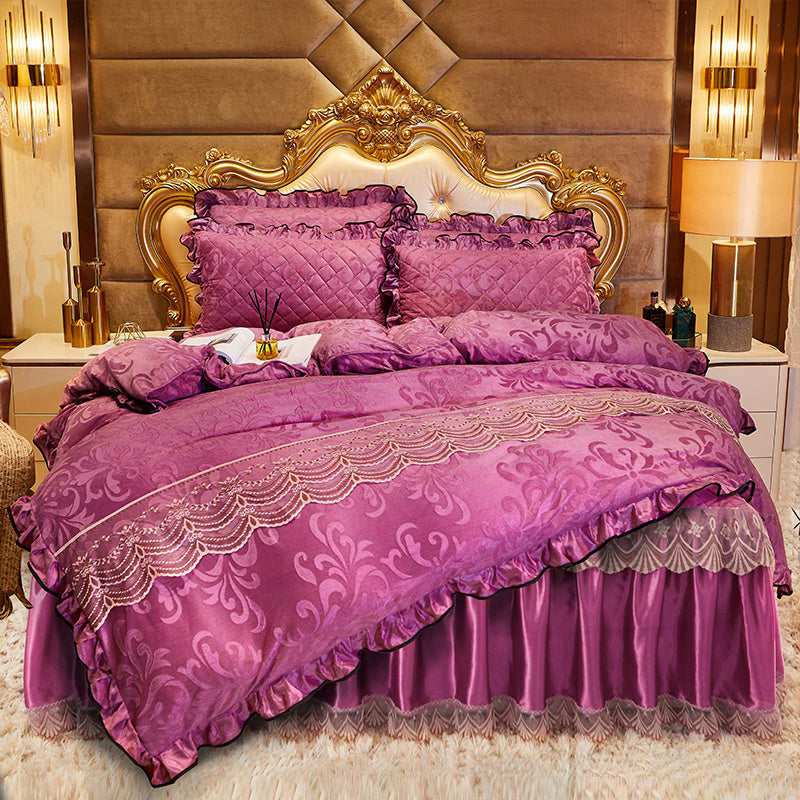 Lace Velvet Bed Skirt Four-piece Quilted ARZ