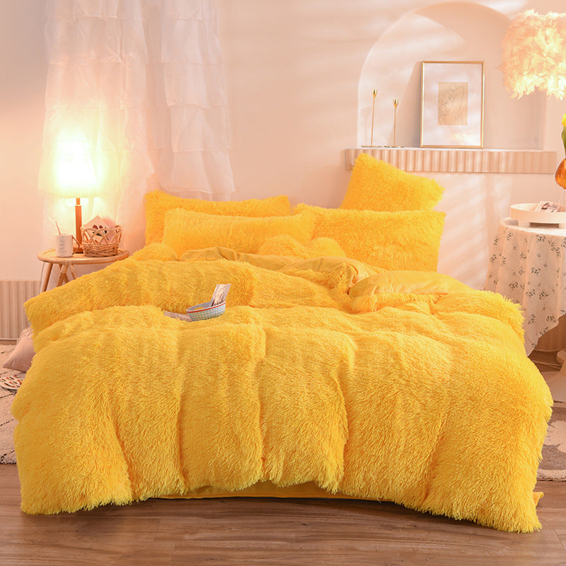 Luxury Thick Fleece Duvet Cover Queen King Winter Warm Bed Quilt Cover Pillowcase Fluffy Plush Shaggy Bedclothes Bedding Set Winter Body Keep Warm ARZ