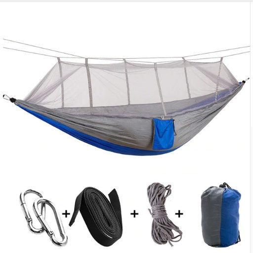 Outdoor Parachute Cloth Hammock Couble with Mosquito Net Light Portable Army Green Insect-proof Camping Aerial Tent ARZ