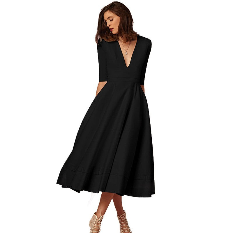 V-neck Dresses - Retro 60s Swing Sleeve ARZ