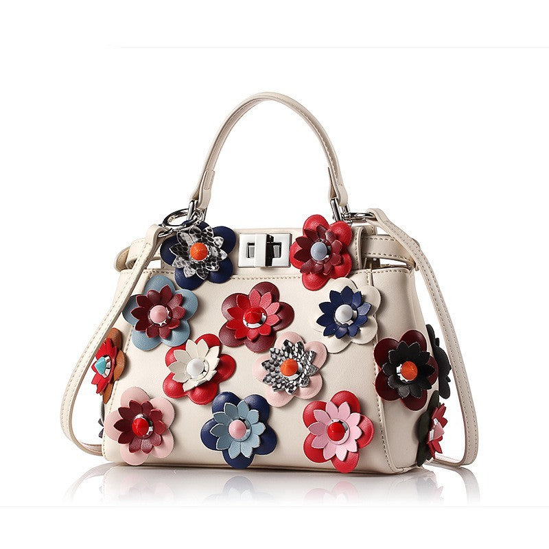 Cowhide Bag Handbag Mini Flower Shoulder Diagonal Female Bag ARZ