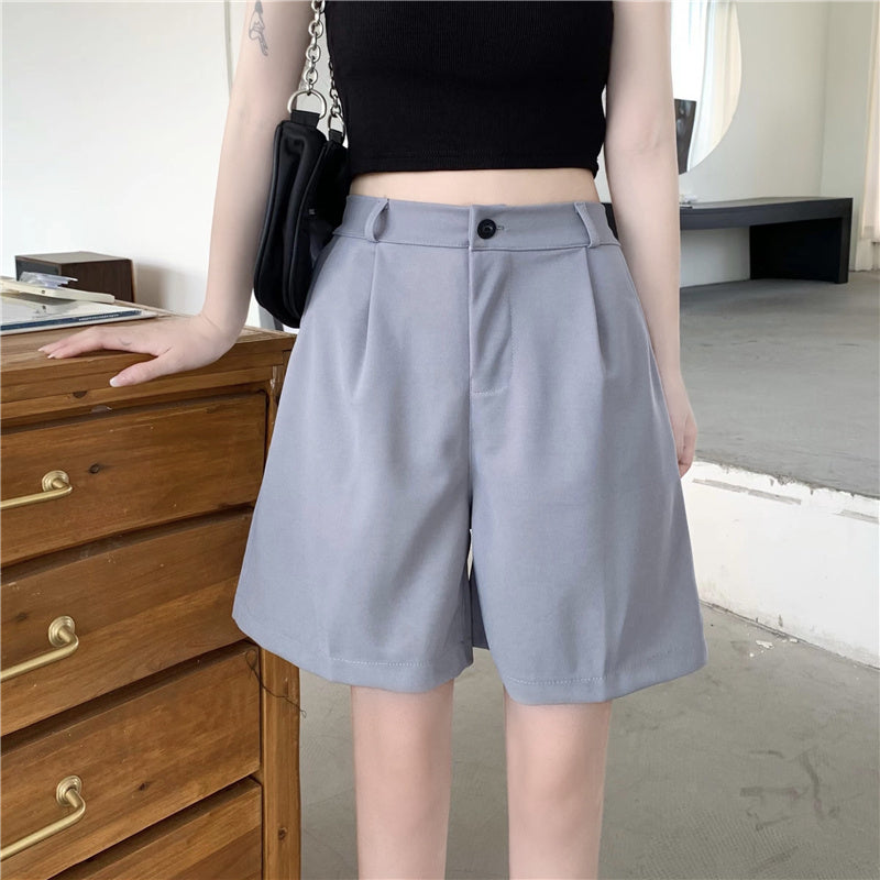 Women's Retro Straight Wide Leg High Waist Shorts ARZ