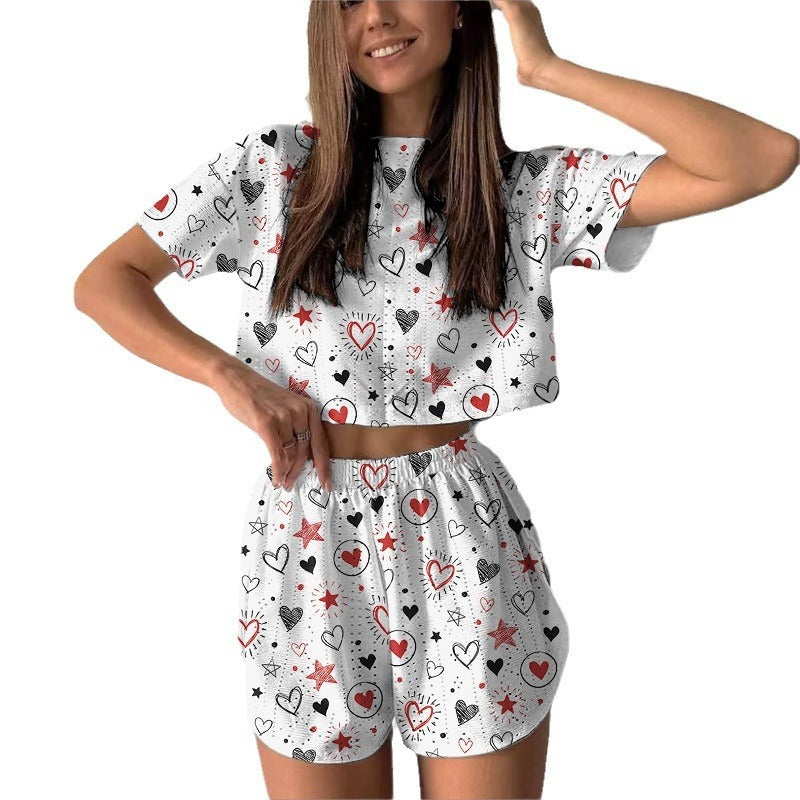 Sports And Leisure Suit Women's Printed Short Two-piece Set ARZ