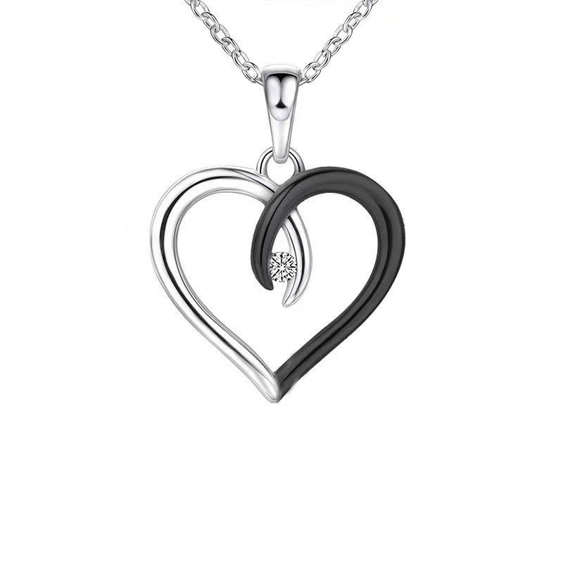 Silver Peach Heart Pendant Necklace Fashion Women ARZ