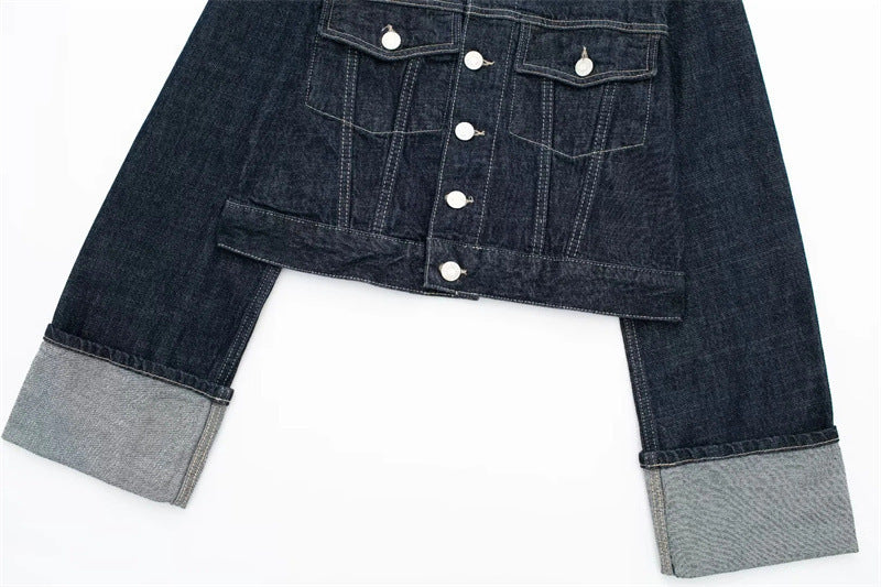 New Women's Hemming Sleeve Denim Jacket Coat Trousers ARZ