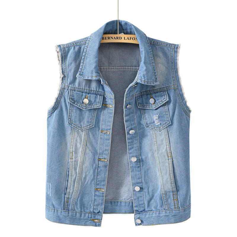 Multi-Color Selection Denim Vest Women's Slim Sleeveless Jacket ARZ