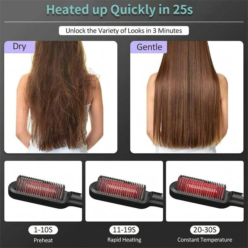 New 2 In 1 Hair Straightener Hot Comb Negative Ion Curling Tong Dual-purpose Electric Hair Brush ARZ