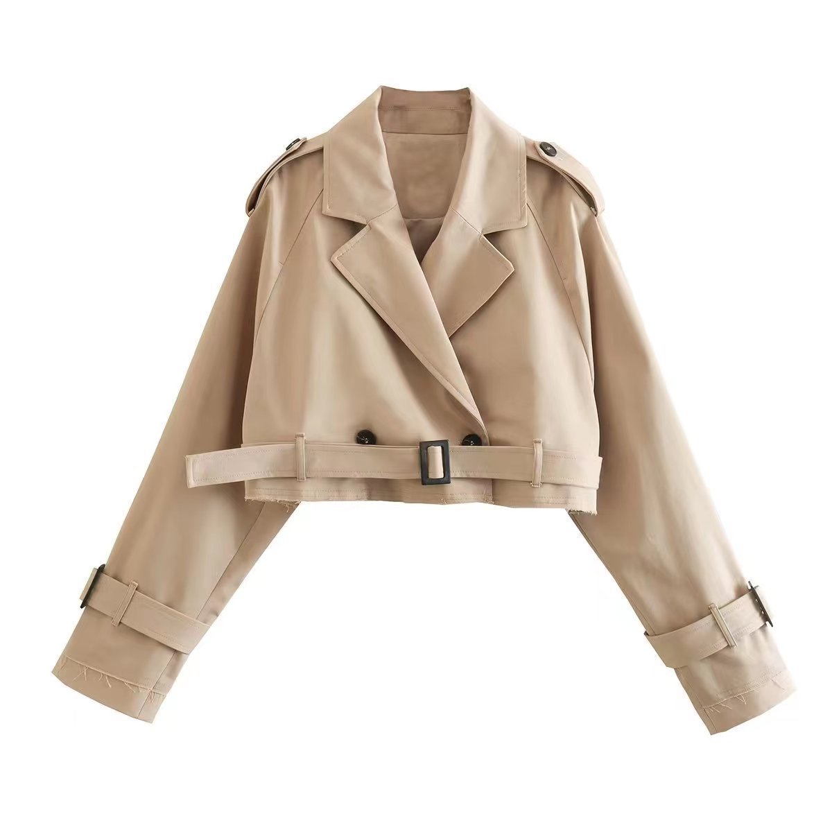 Long Sleeve Short Casual Solid Color Trench Coat ARZ