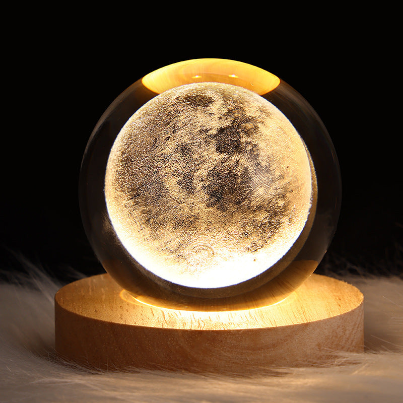 LED Night Light Galaxy Crystal Ball Table Lamp 3D Planet Moon Lamp Bedroom Home Decor For Kids Party Children Birthday Gifts ARZ