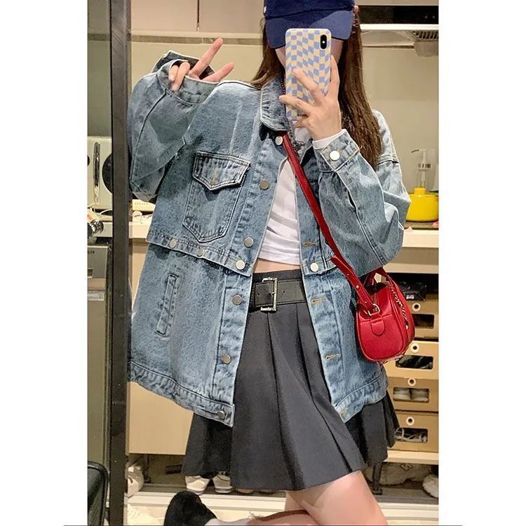 Vintage Denim Jacket Women's Detachable Jacket Top ARZ